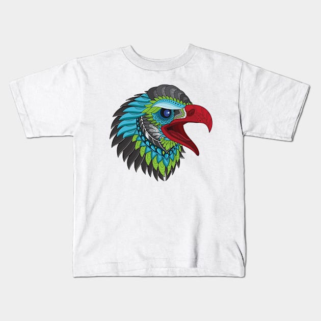 Zentangle Eagle Head Kids T-Shirt by Mako Design 